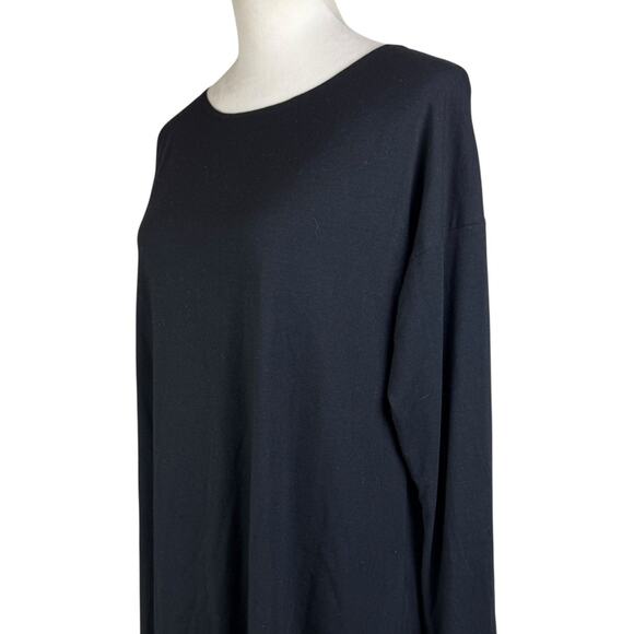 Bryn Walker Soft Organic Cotton Round Neck Long Sleeve Flowy Black Tunic - Picture 5 of 13